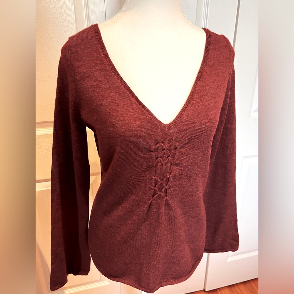 100% merino wool V-neck sweater